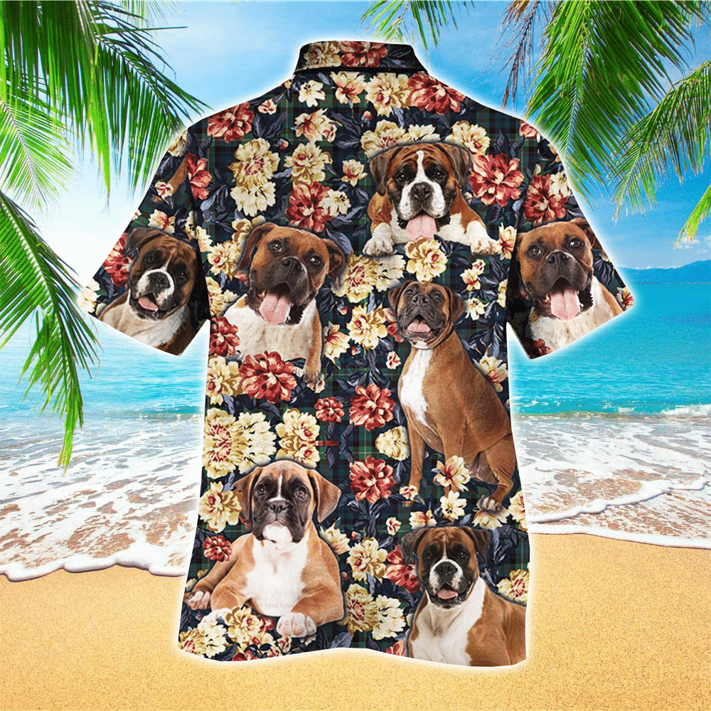 Boxer Dog Lovers Green Plaid Pattern Hawaiian Shirt for Men and Women