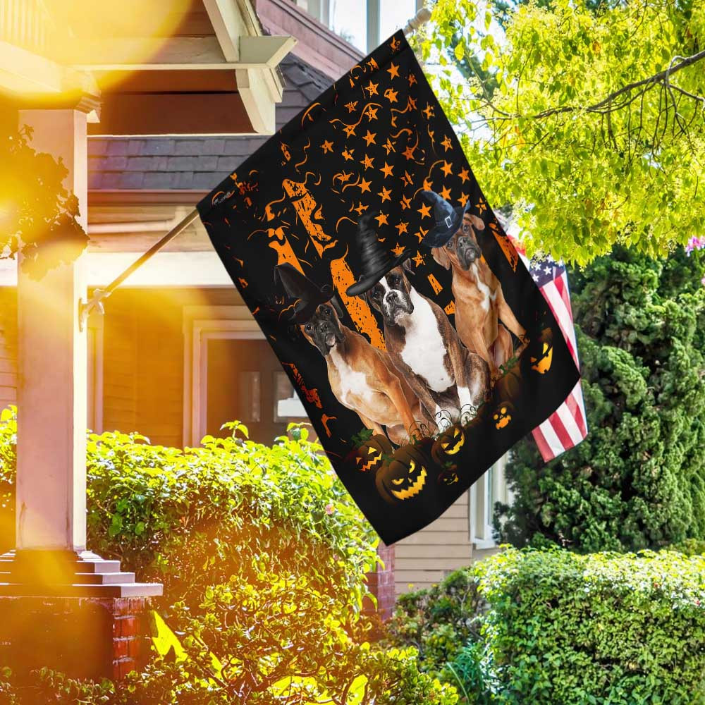 Boxer Halloween Pumpkin America Flag Halloween Outdoor Decor Fall Yard House Decoration