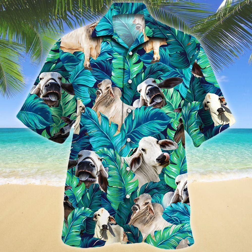 Brahman Cattle Lovers Aloha Hawaiian Shirt Colorful Short Sleeve Summer Beach Casual Shirt For Men And Women