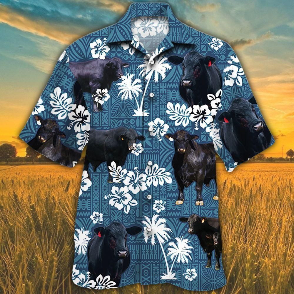 Brangus Cattle Lovers Blue Tribal Aloha Hawaiian Shirt Colorful Short Sleeve Summer Beach Casual Shirt For Men And Women