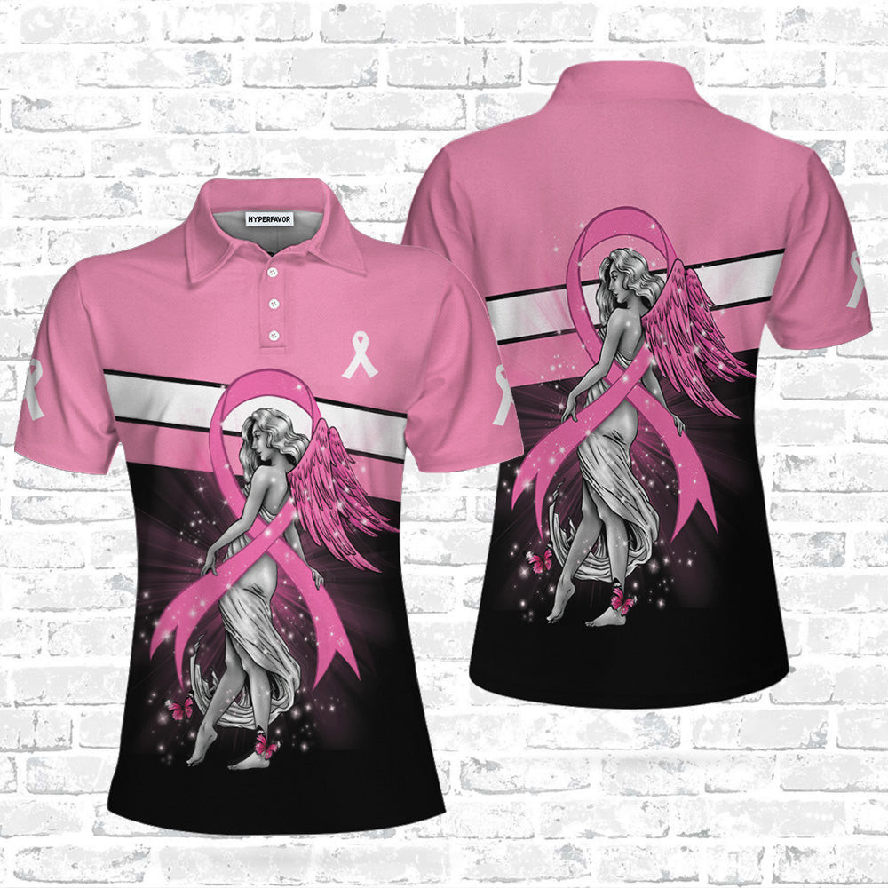 Breast Cancer Angel Breast Cancer Awareness Short Sleeve Women Polo Shirt