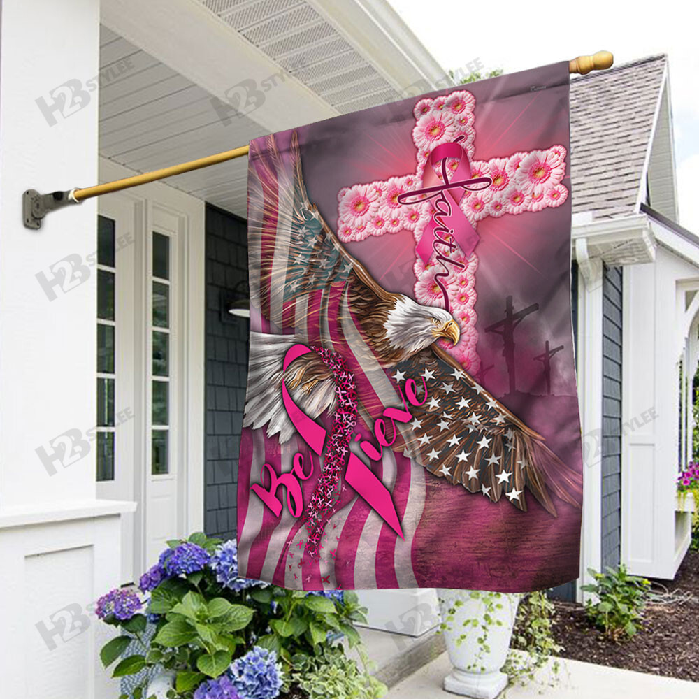 Breast Cancer Awareness Believe Flag Garden Flag House Flag