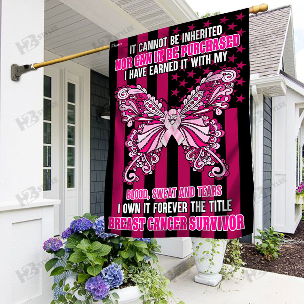 Breast Cancer Awareness Flag Butterfly Breast Cancer Survivor Flag Garden Flag House Flag