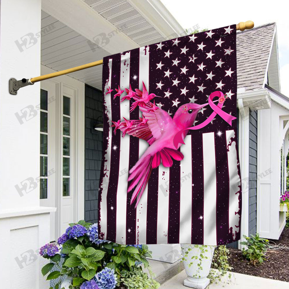 Breast Cancer Awareness Flag Hummingbird Breast Cancer American Flag Garden Flag House Flag