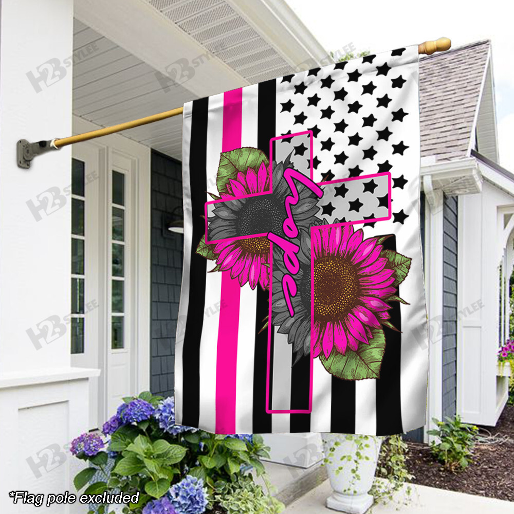 Breast Cancer Awareness Flag Sunflower Hope  Garden Flag House Flag