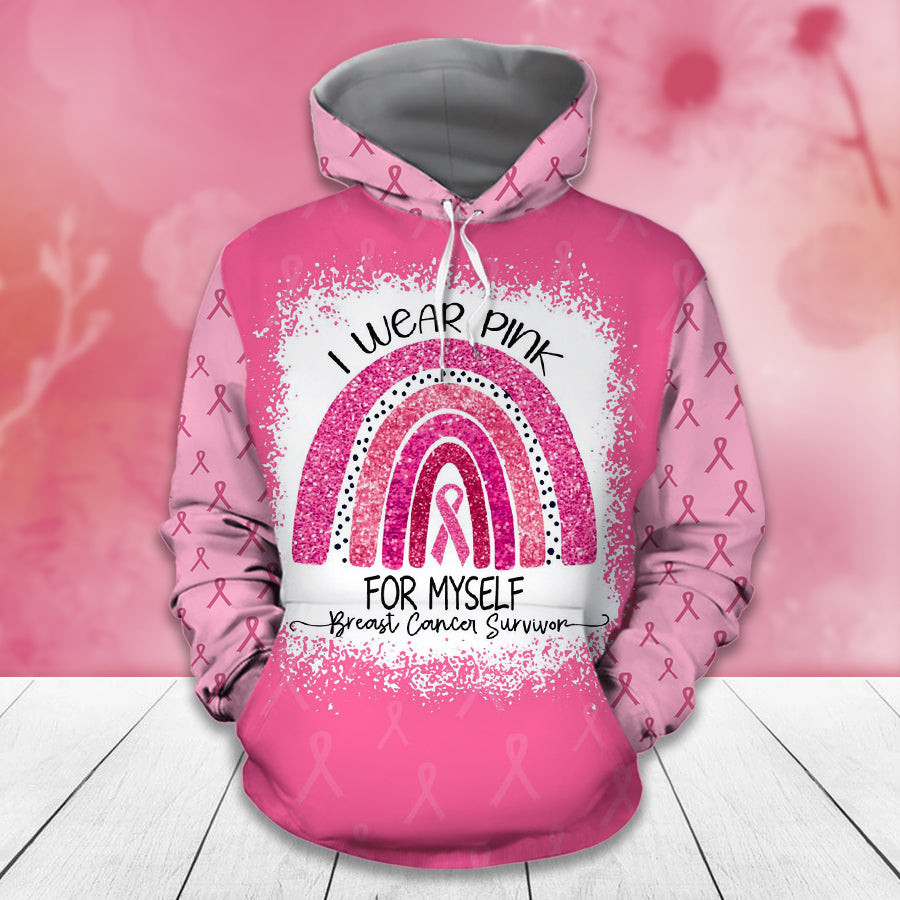 Breast Cancer Awareness Month I Wear Pink Survivor Breast Pain Fight Like A Girl Hoodie