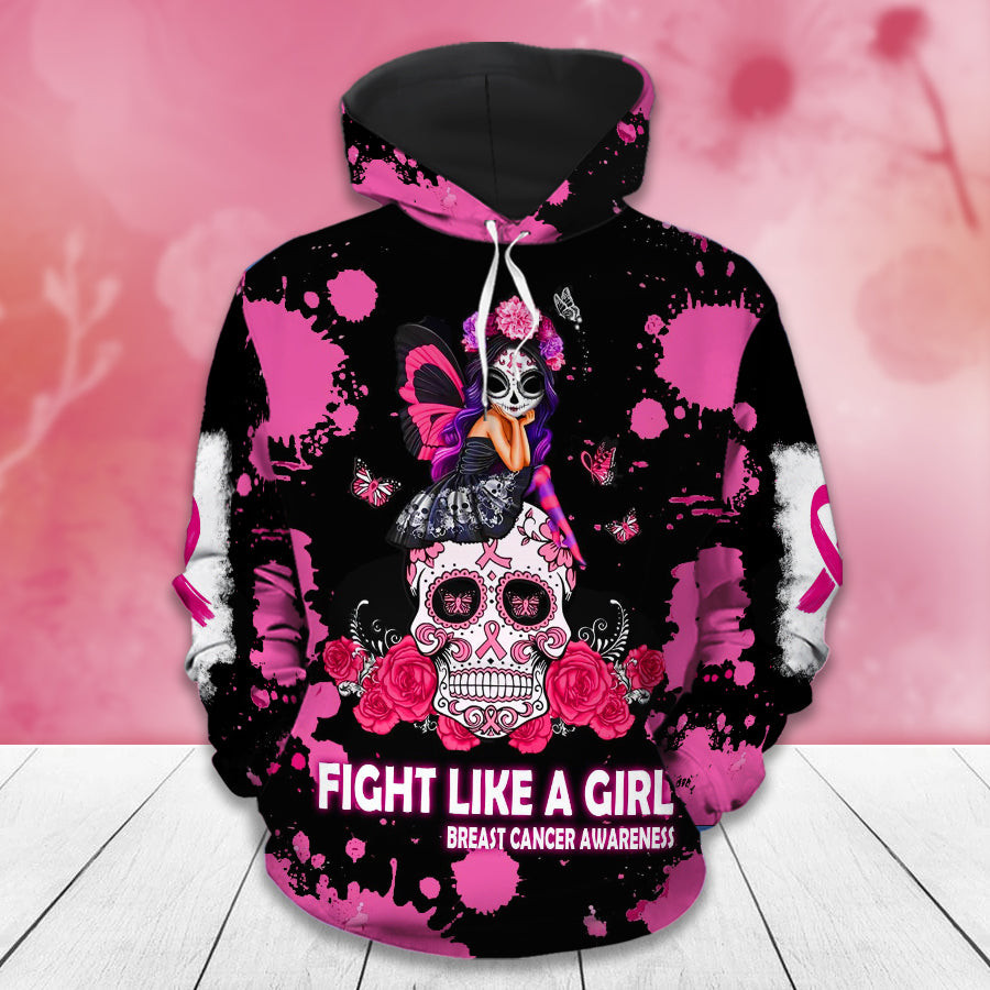 Breast Cancer Awareness Month I Wear Pink Survivor Breast Pain Fight Like A Girl Hoodie