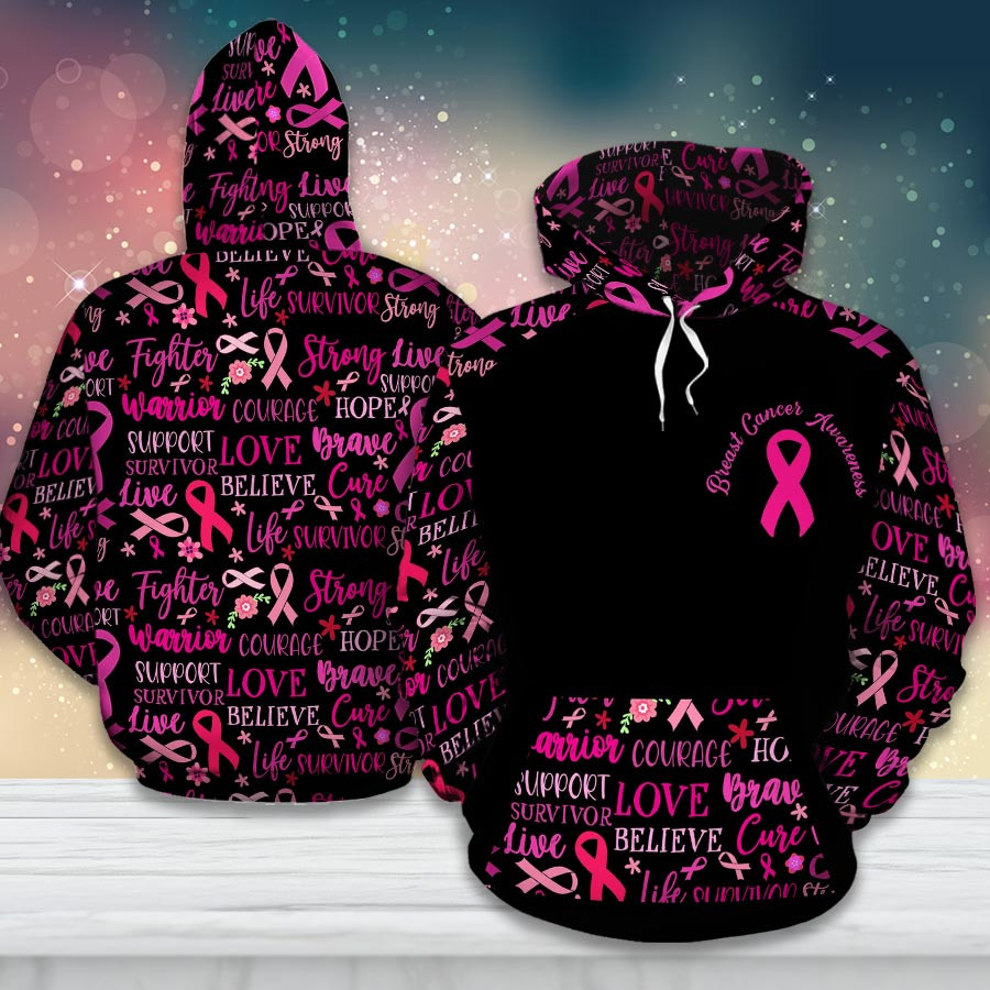 Breast Cancer Awareness Month I Wear Pink Survivor Breast Pain Fight Like A Girl Hoodie