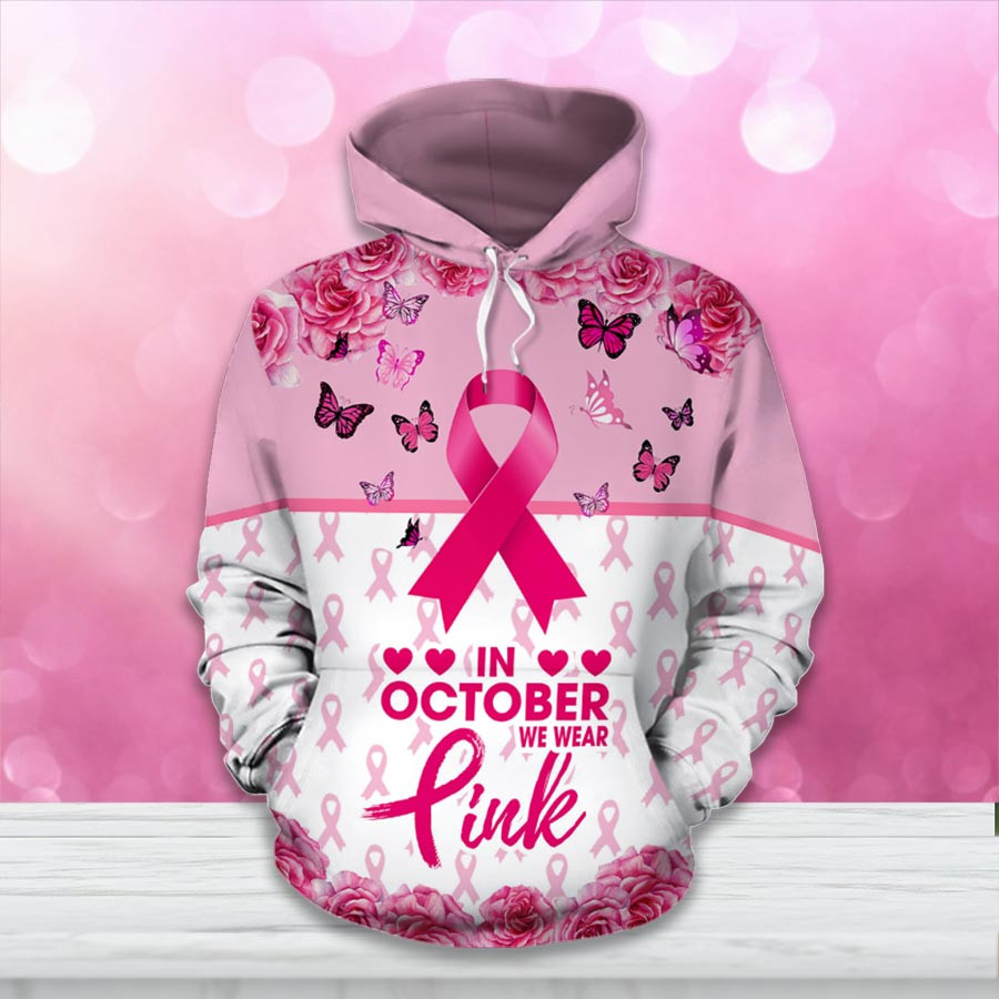 Breast Cancer Awareness Month I Wear Pink Survivor Breast Pain Fight Like A Girl Hoodie