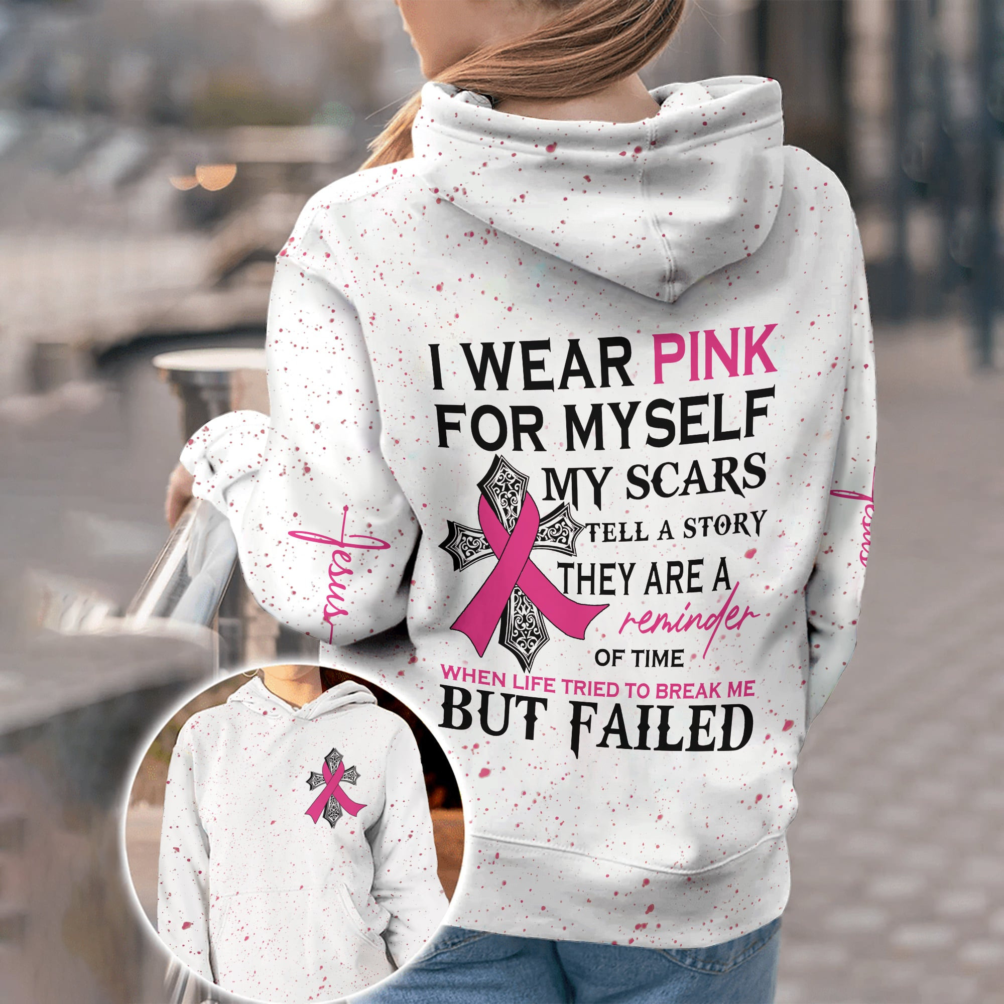 Breast Cancer Awareness Month I Wear Pink Survivor Breast Pain Fight Like A Girl Hoodie