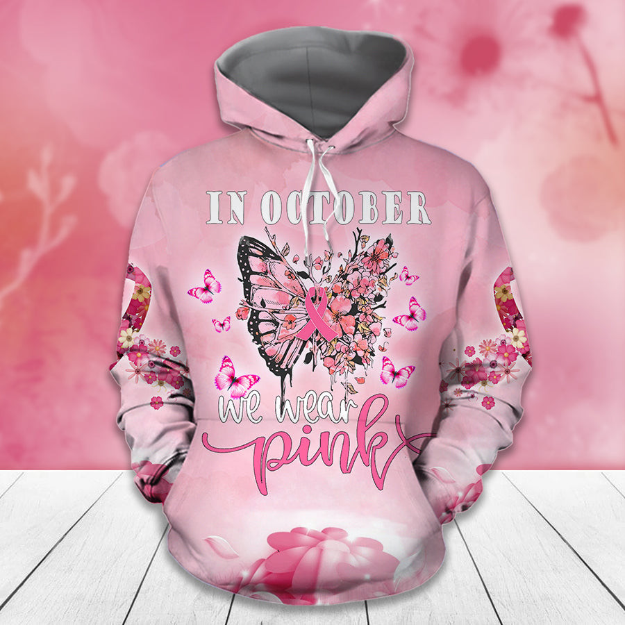 Breast Cancer Awareness Month I Wear Pink Survivor Breast Pain Fight Like A Girl Hoodie