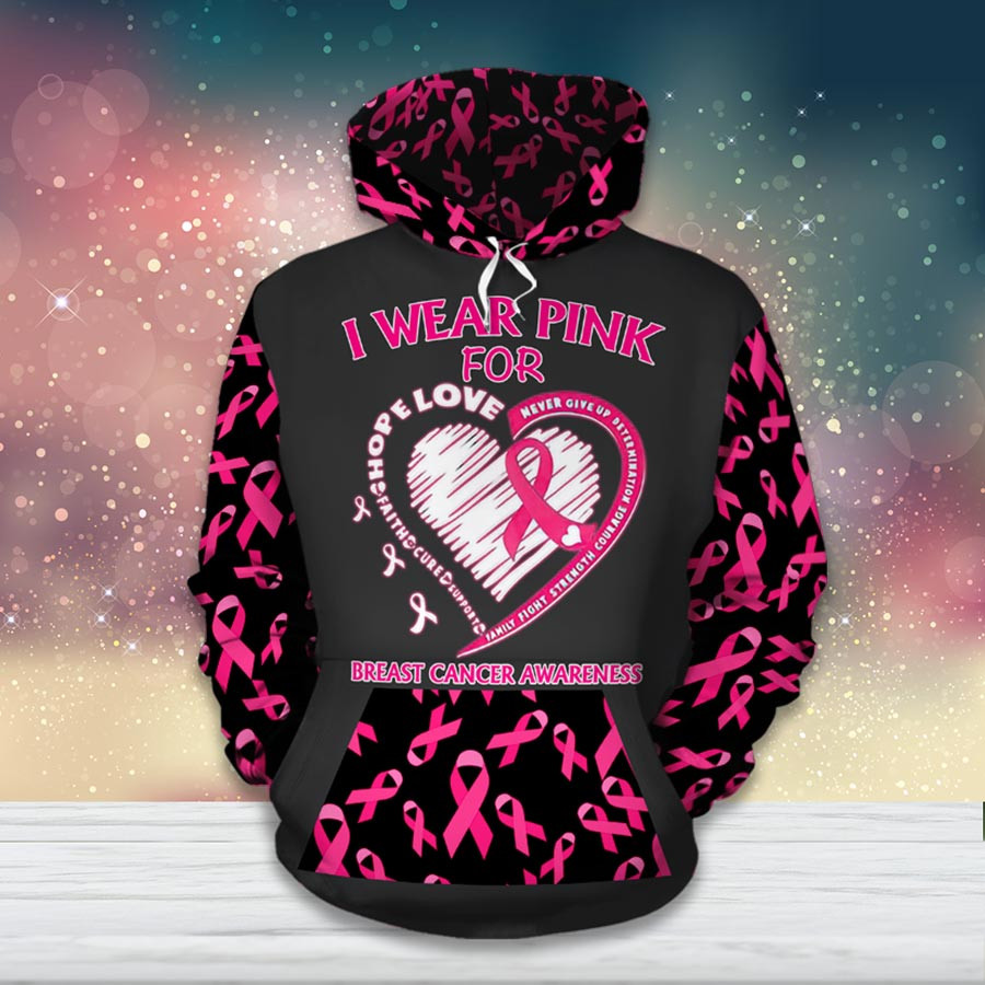 Breast Cancer Awareness Month I Wear Pink Survivor Breast Pain Fight Like A Girl Hoodie