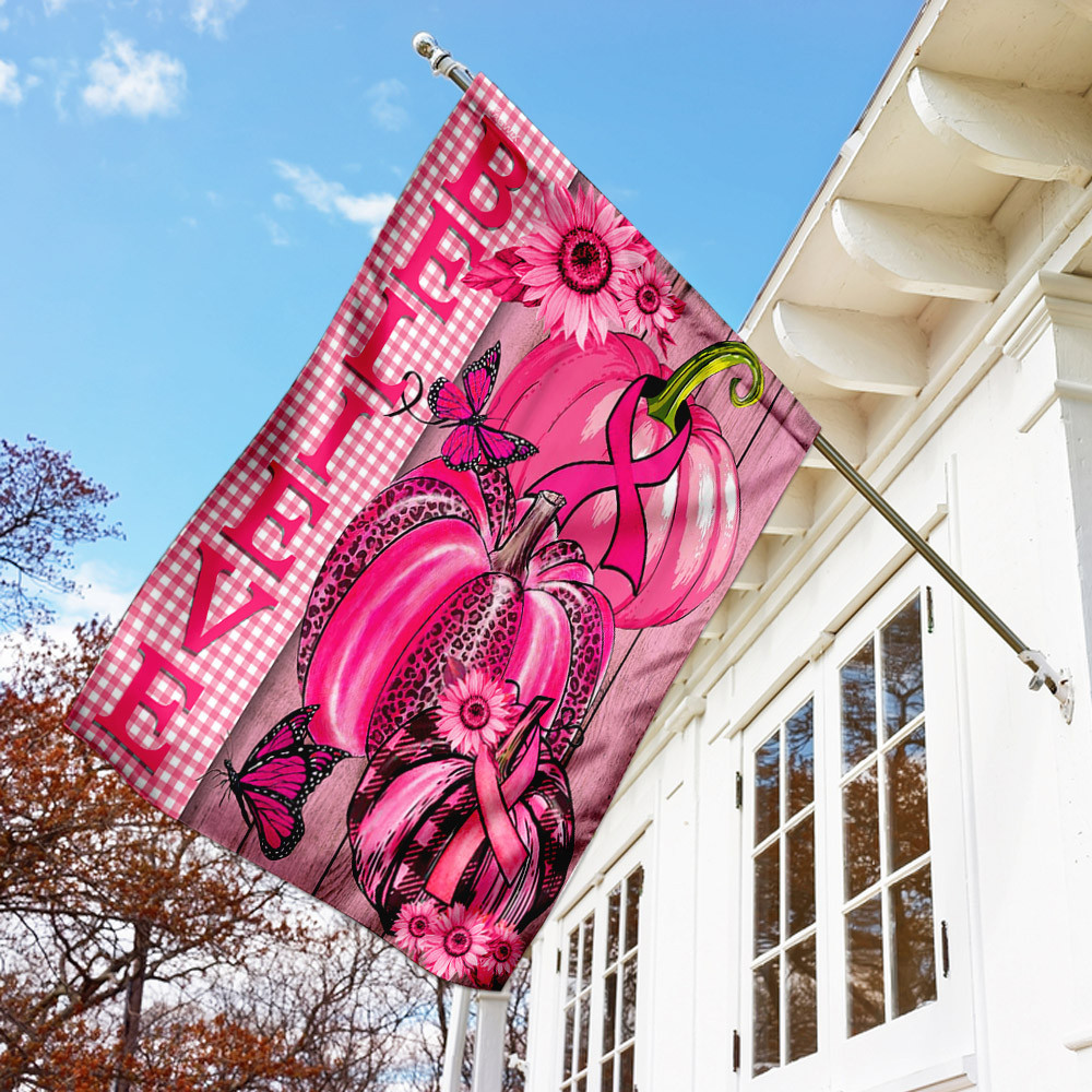 Breast Cancer Awareness Pumpkin Flag Breast Cancer Warrior Flag