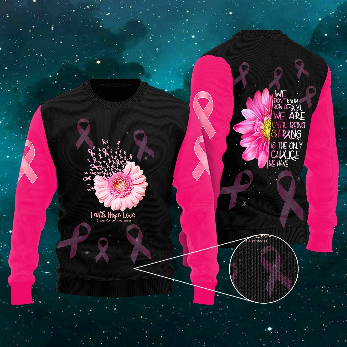 Breast Cancer Awareness Strong Is The Only Choice Ugly Christmas Sweater Ugly Sweater For Men Women