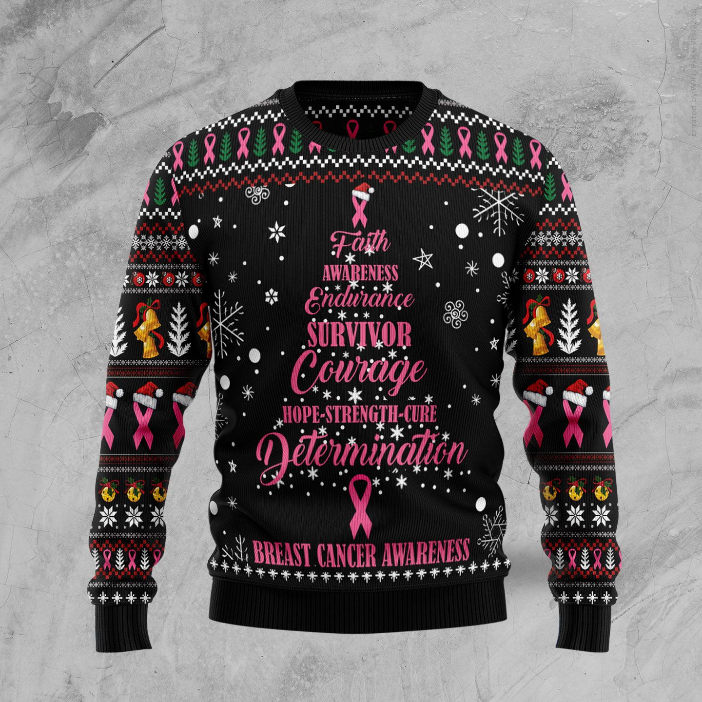 Breast Cancer Christmas Tree Ugly Christmas Sweater Ugly Sweater For Men Women