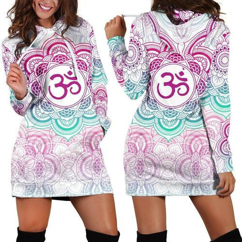 Bright Om Hoodie Dress Sweater Dress Sweatshirt Dress 3d All Over Print For Women Hoodie