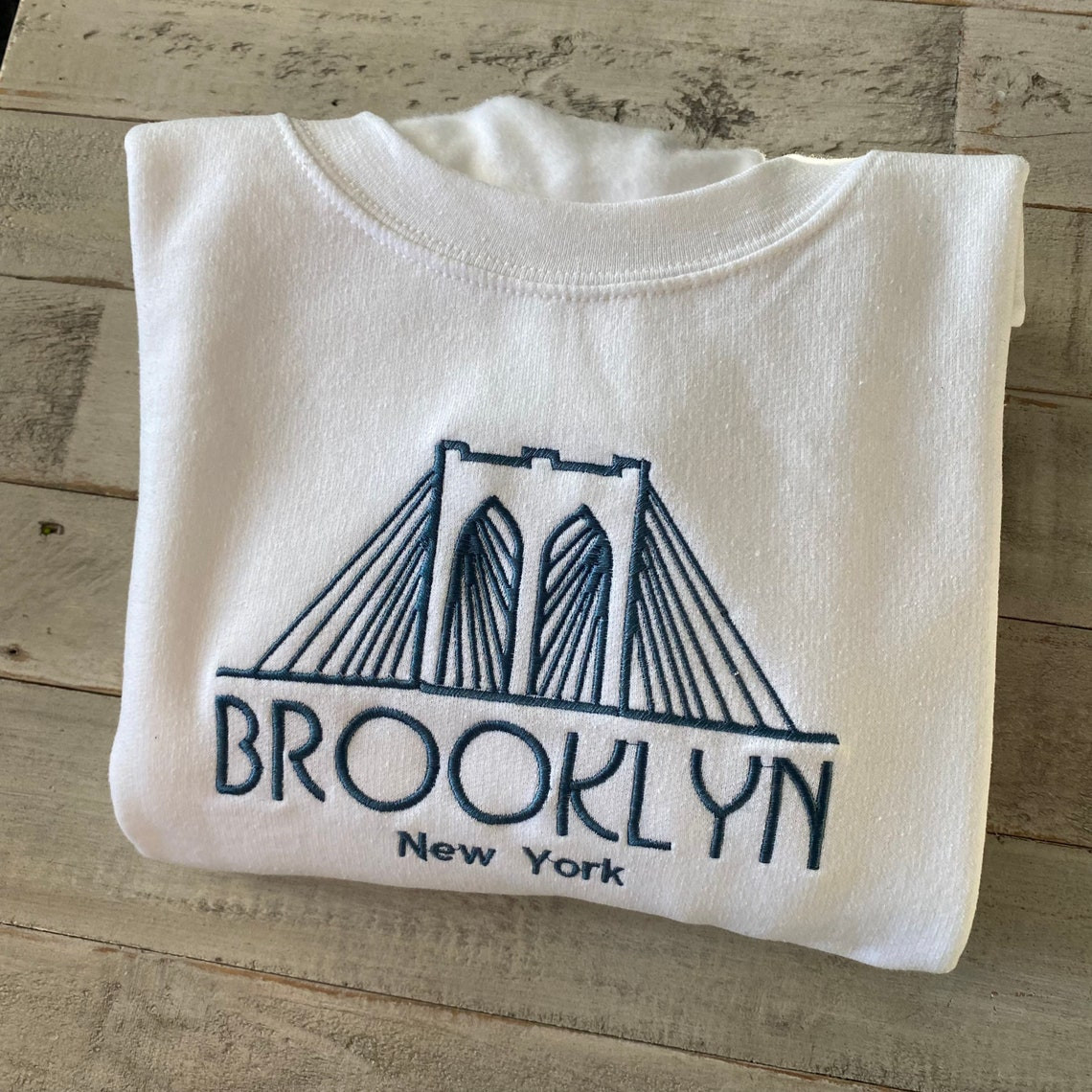 Brooklyn Embroidered Crewneck Embroidered Crewneck Nyc Sweatshirt