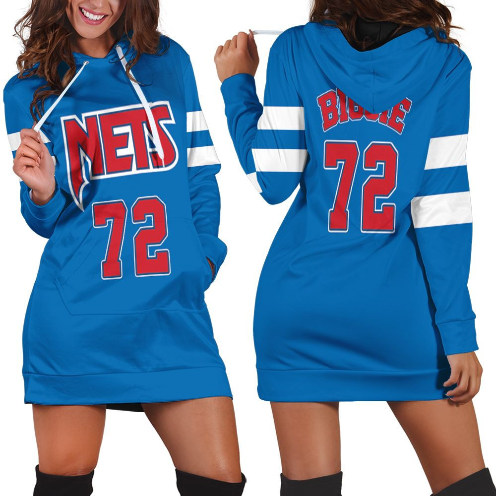 Brooklyn Nets Biggie 72 Nba Basketball Team New Arrival Blue 3d Hoodie Dress Sweater Dress Sweatshirt Dress