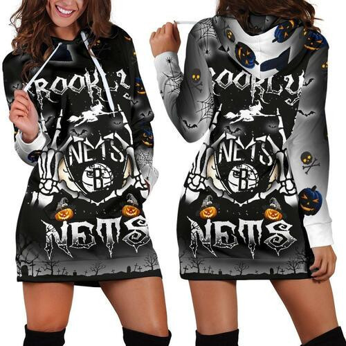 Brooklyn Nets Hoodie Dress Sweater Dress Sweatshirt Dress 3d All Over Print For Women For Halloween Hoodie