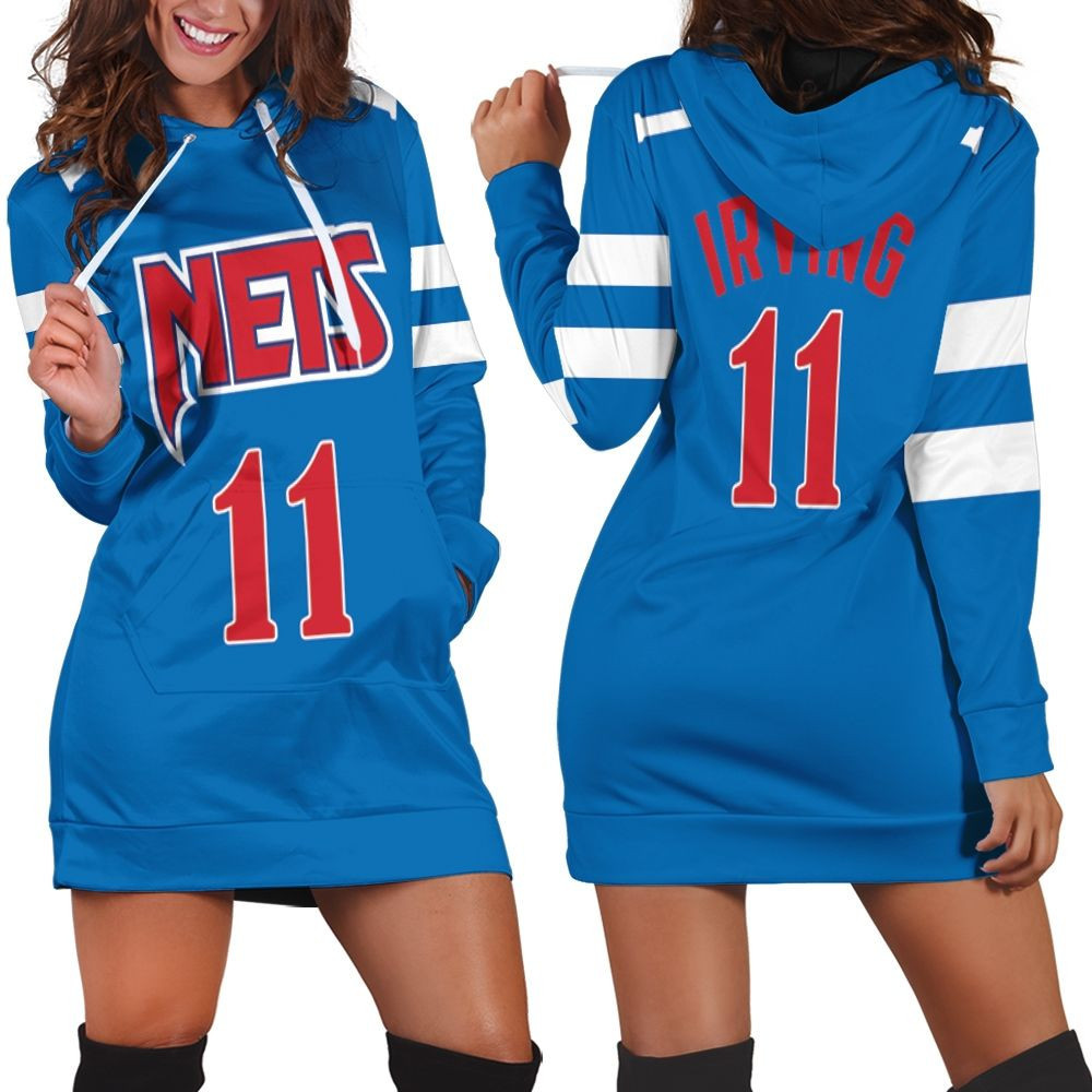 Brooklyn Nets Kyrie Irving 11 2020 Nba Blue Jersey Hoodie Dress Sweater Dress Sweatshirt Dress