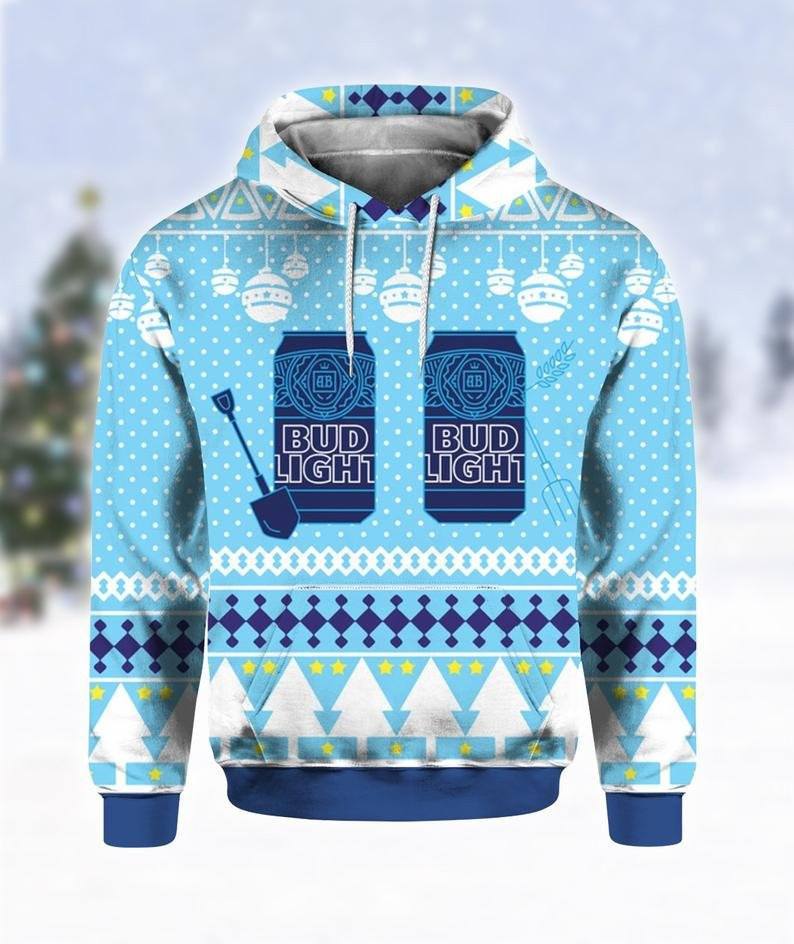 Bud Light Can Beer 3d Print Ugly Christmas Hoodie 3D