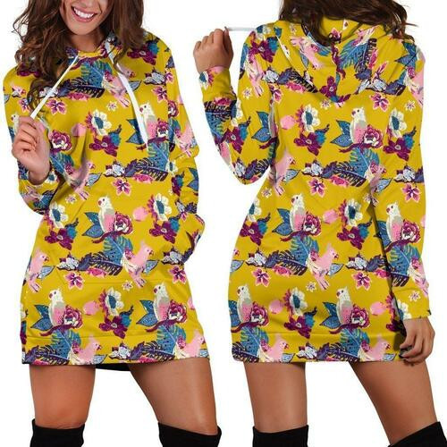 Budgerigar Hoodie Dress Sweater Dress Sweatshirt Dress 3d All Over Print For Women Hoodie