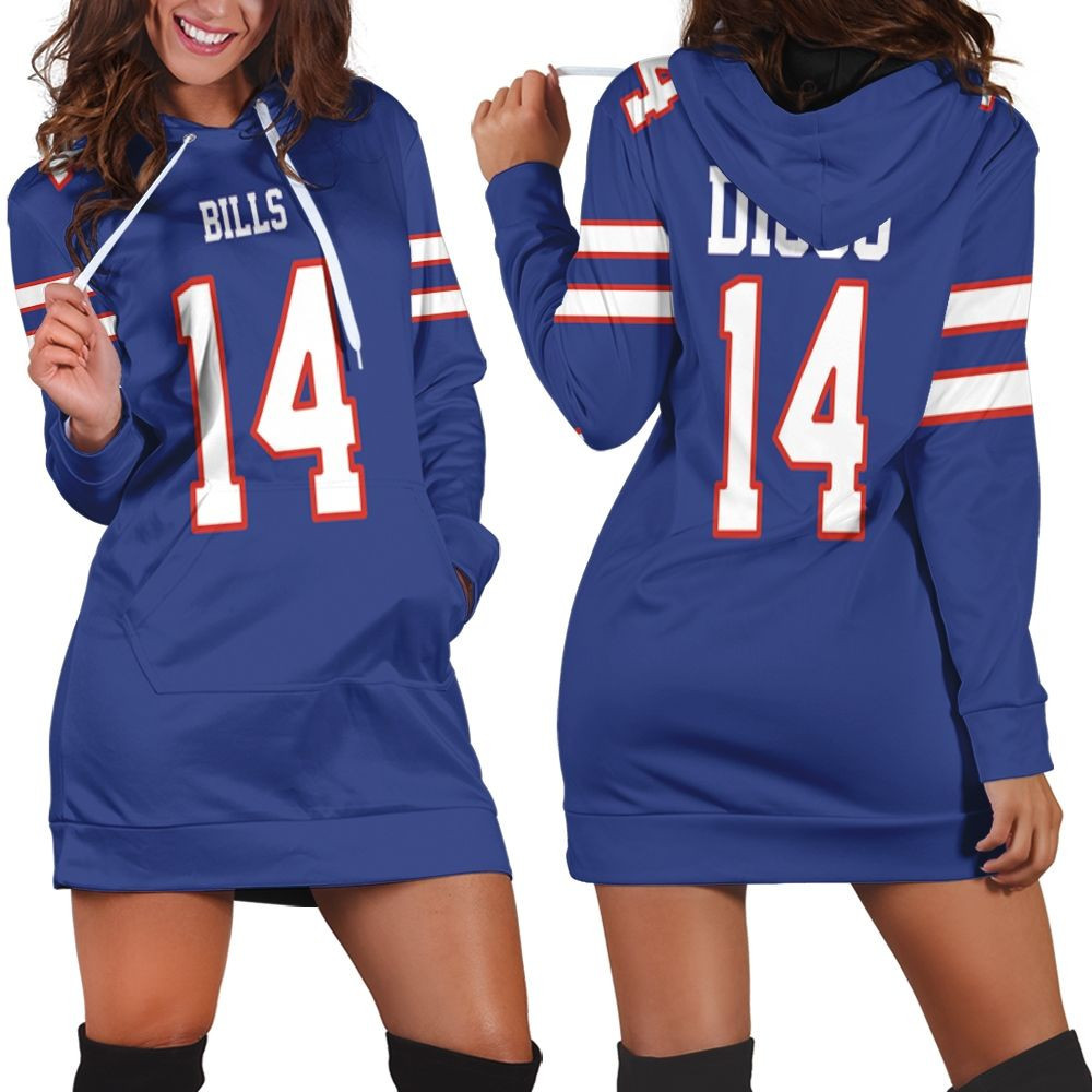 Buffalo Bill Stefon Diggs 14 2020 Nfl Blue Jersey Inspired Style Hoodie Dress Sweater Dress Sweatshirt Dress