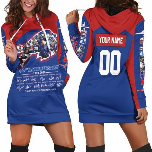 Buffalo Bills 2020 Afc East Division Champs 60th Anniversary Legend With Sign Personalized Hoodie Dress Sweater Dress Sweatshirt Dress