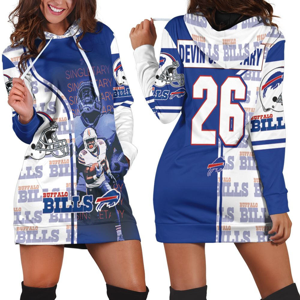 Buffalo Bills 26 Devin Singletary Afc East 2020 Hoodie Dress Sweater Dress Sweatshirt Dress