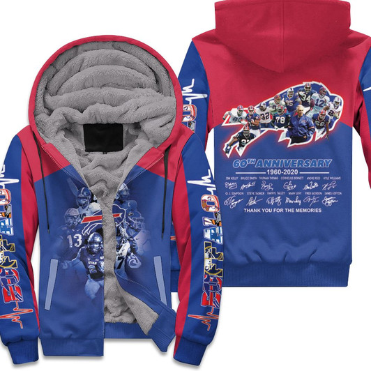 Buffalo Bills 60Th Anniversary Player Art With Signature Fleece Hoodie