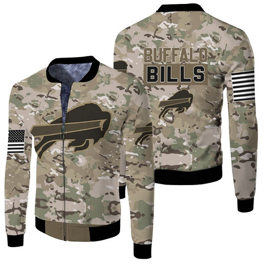 Buffalo Bills Camo Pattern Fleece Bomber Jacket