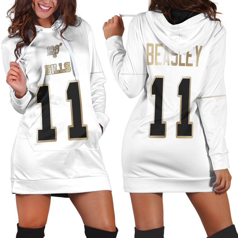 Buffalo Bills Cole Beasley 11 Nfl White 100th Season Golden Edition Jersey Style Gift For Bills Fans Hoodie Dress Sweater Dress Sweatshirt Dress