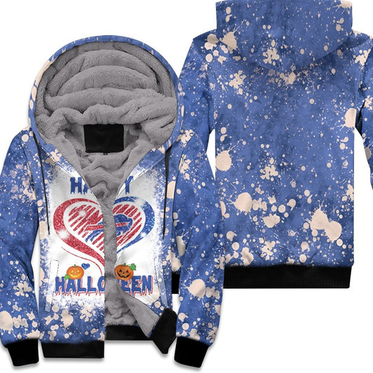 Buffalo Bills Heart Pumpkins Halloween Glitter Pattern 3D Allover Designed Gift For Bills Fans And Halloween Lovers Fleece Hoodie