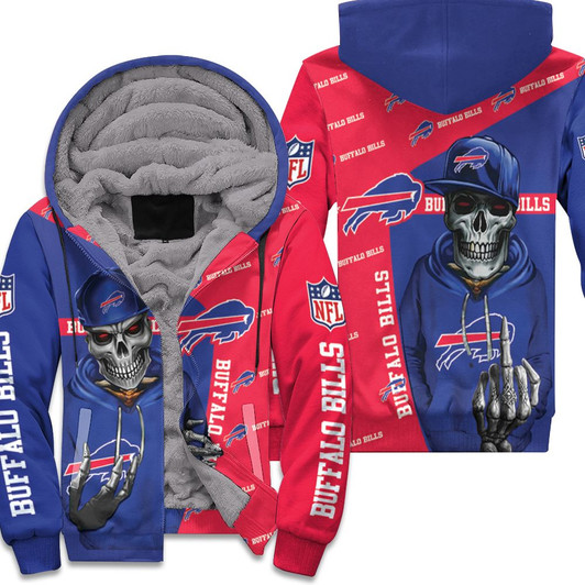 Buffalo Bills Hip Hop Skull 3D Fleece Hoodie