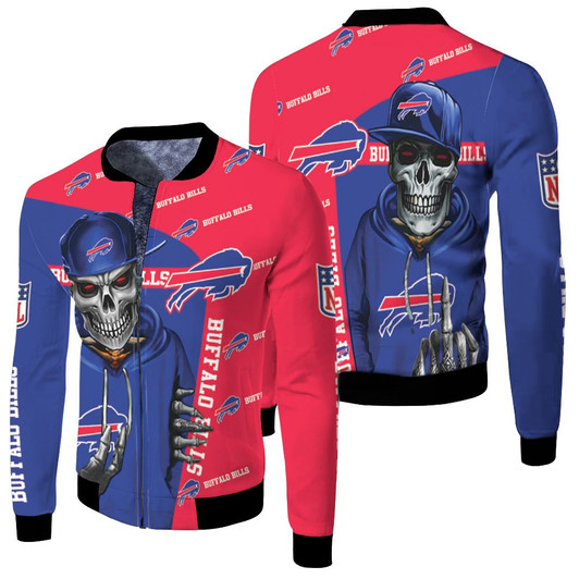 Buffalo Bills Hip Hop Skull Fleece Bomber Jacket