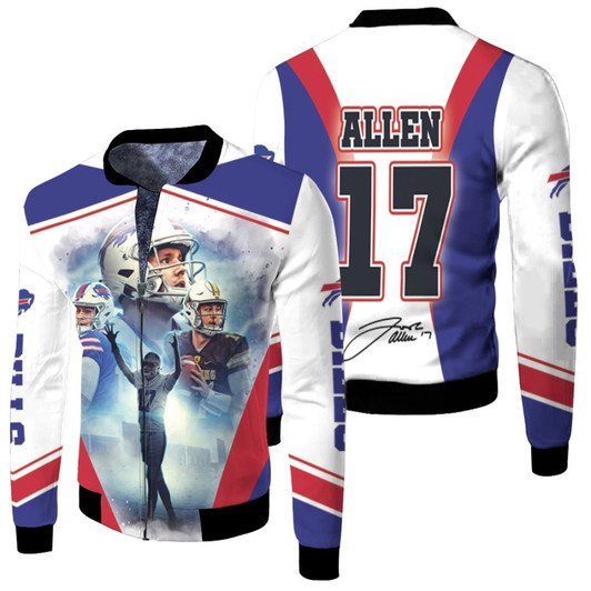 Buffalo Bills Josh Allen 17 It Is My Time Signature Fleece Bomber Jacket