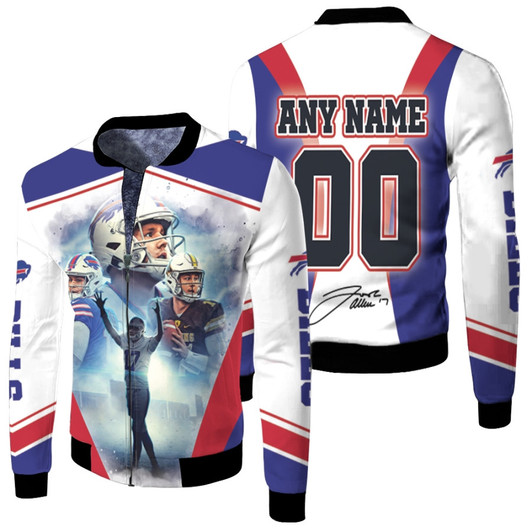 Buffalo Bills Josh Allen 17 It Is My Time Signature Fleece Bomber Jacket