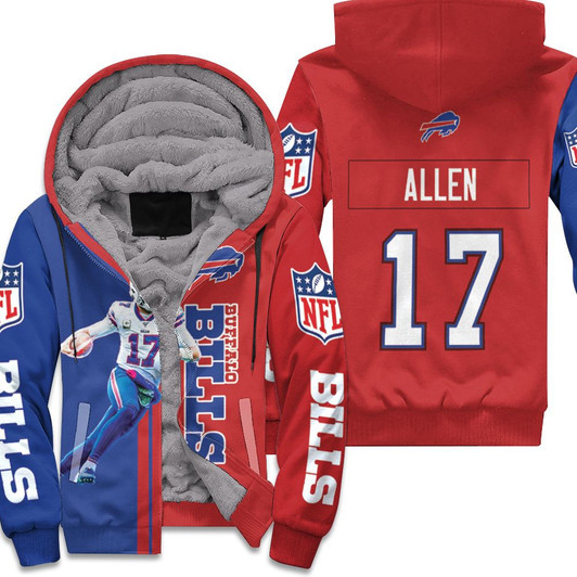 Buffalo Bills Josh Allen 17 Player Buffalo Bills 2020 Nfl Season 2 Fleece Hoodie