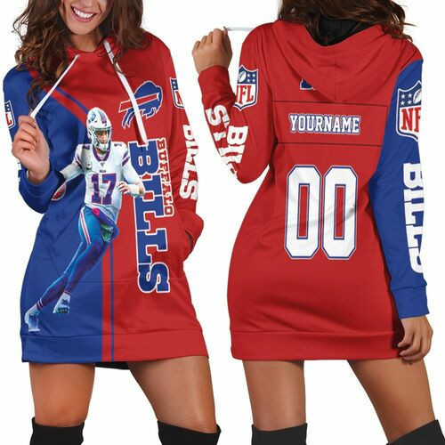 Buffalo Bills Josh Allen 17 Player Buffalo Bills 2020 Nfl Season Personalized Hoodie Dress Sweater Dress Sweatshirt Dress