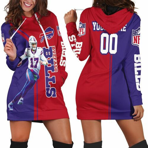 Buffalo Bills Josh Allen 17 Player Buffalo Bills 2020 Nfl Season Personalized Hoodie Dress Sweater Dress Sweatshirt Dress