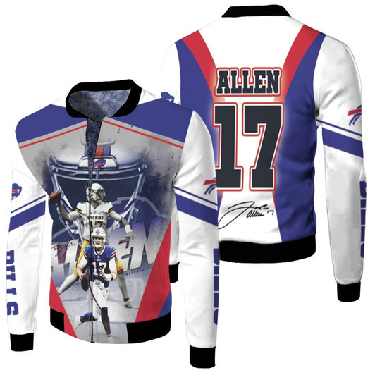 Buffalo Bills Josh Allen 17 Quarterback Pro Bowl Signature Fleece Bomber Jacket