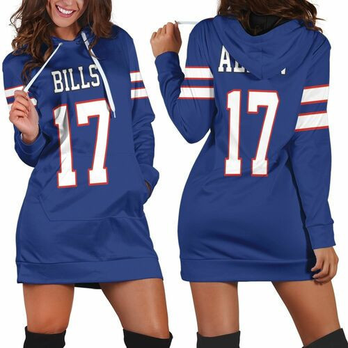 Buffalo Bills Josh Allen Game Royal Jersey Inspired Style Hoodie Dress Sweater Dress Sweatshirt Dress