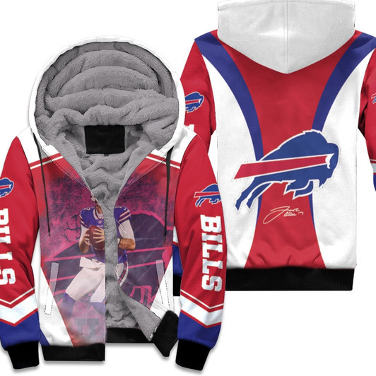 Buffalo Bills Josh Allen Great Player American Football Quarterback Red 3D Designed Allover Gift For Bills Fans Allen Lovers Fleece Hoodie