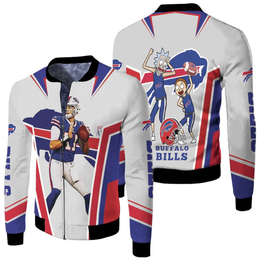 Buffalo Bills Josh Allen Rick And Morty Grey Fleece Bomber Jacket