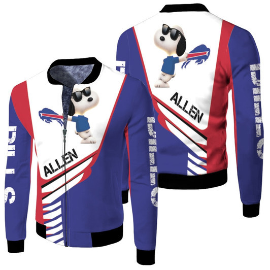 Buffalo Bills Josh Allen Snoopy Dog Fleece Bomber Jacket