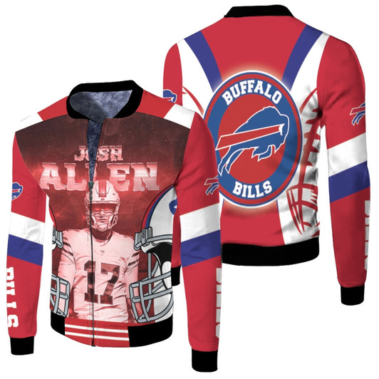 Buffalo Bills Josh Allen The Best Leader Player Nfl Red Fleece Bomber Jacket