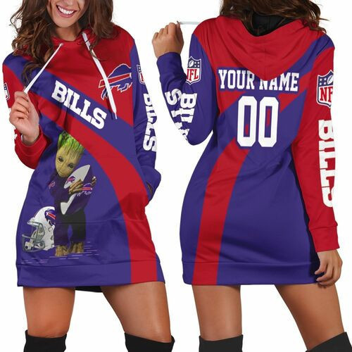 Buffalo Bills Nfl Groot Hugs Buffalo Bills Ball 2020 Nfl Season Personalized Hoodie Dress Sweater Dress Sweatshirt Dress