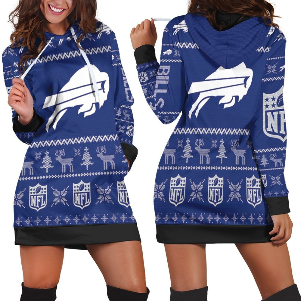 Buffalo Bills Nfl Ugly Sweatshirt Christmas 3d Hoodie Dress For Women