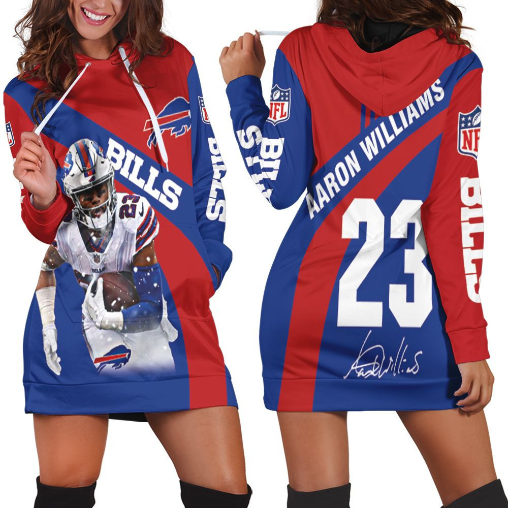 Buffalo Bills Number 23 Aaron Williams With Sign Hoodie Dress Sweater Dress Sweatshirt Dress