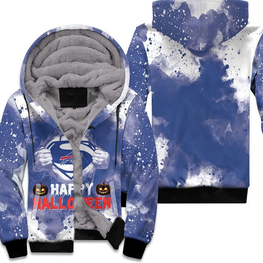 Buffalo Bills Superman Pumpkins Happy Halloween 3D Allover Designed Gift For Bills Fans And Halloween Lovers Fleece Hoodie